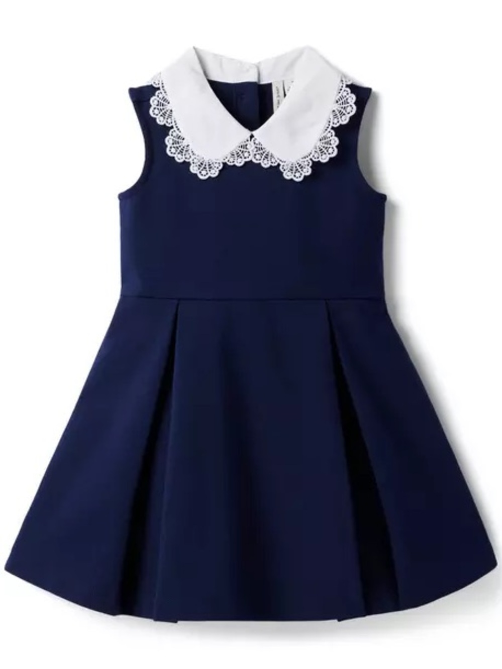 Janie and Jack Navy Dress with White Lace Collar neck Size 3T